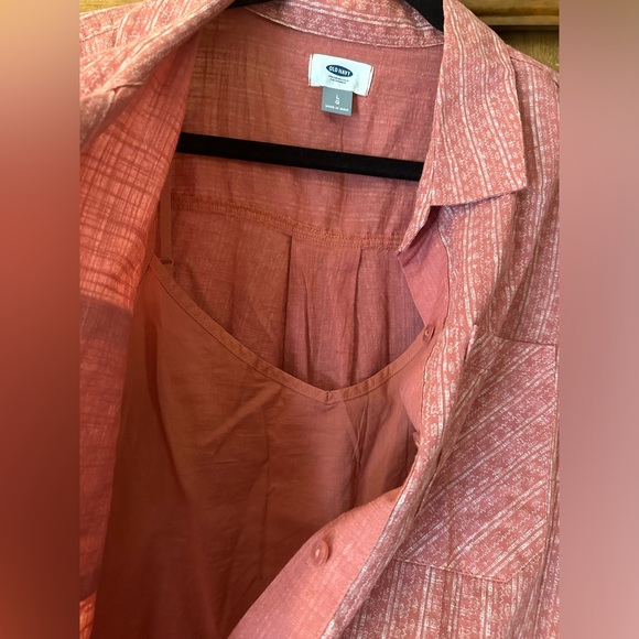 Old Navy Women’s Pink Button Up pullover t shirt dress long sleeve size large - Picture 7 of 8